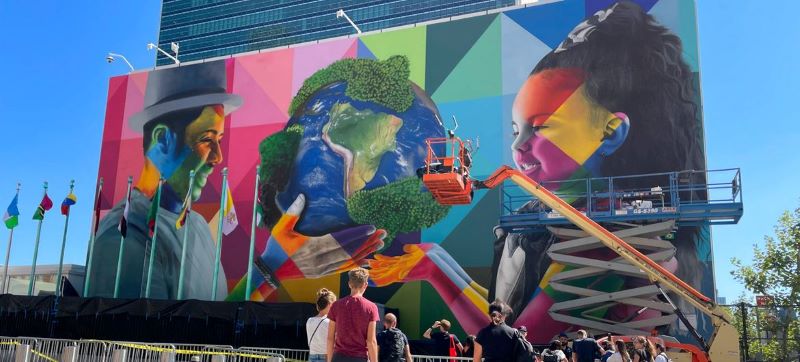 Peinture murale d’Eduardo Kobra au siège de l'ONU