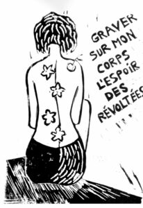 Linogravure et poème proposés par Dalia
